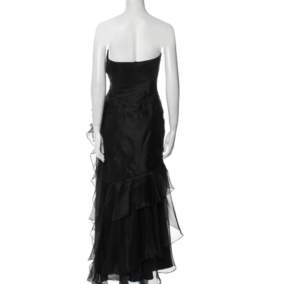 Strapless Dress Evening Gown Black Maxi Dress / Ruffle - Picture 3 of 14